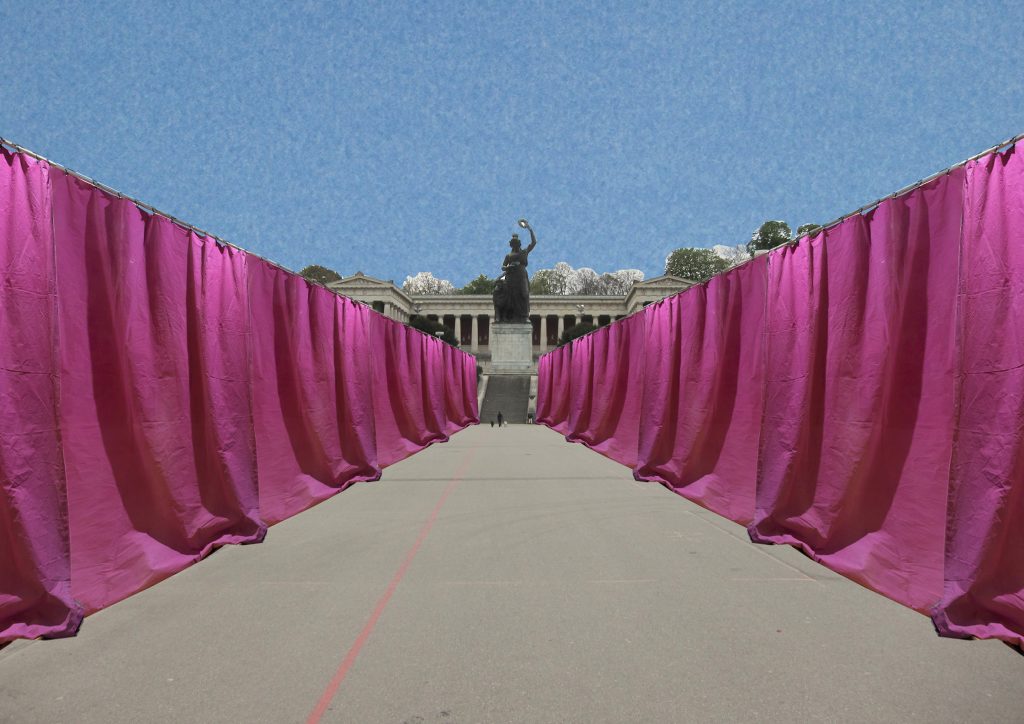 Stadtvorhang, Textile Intervention, Vorhang